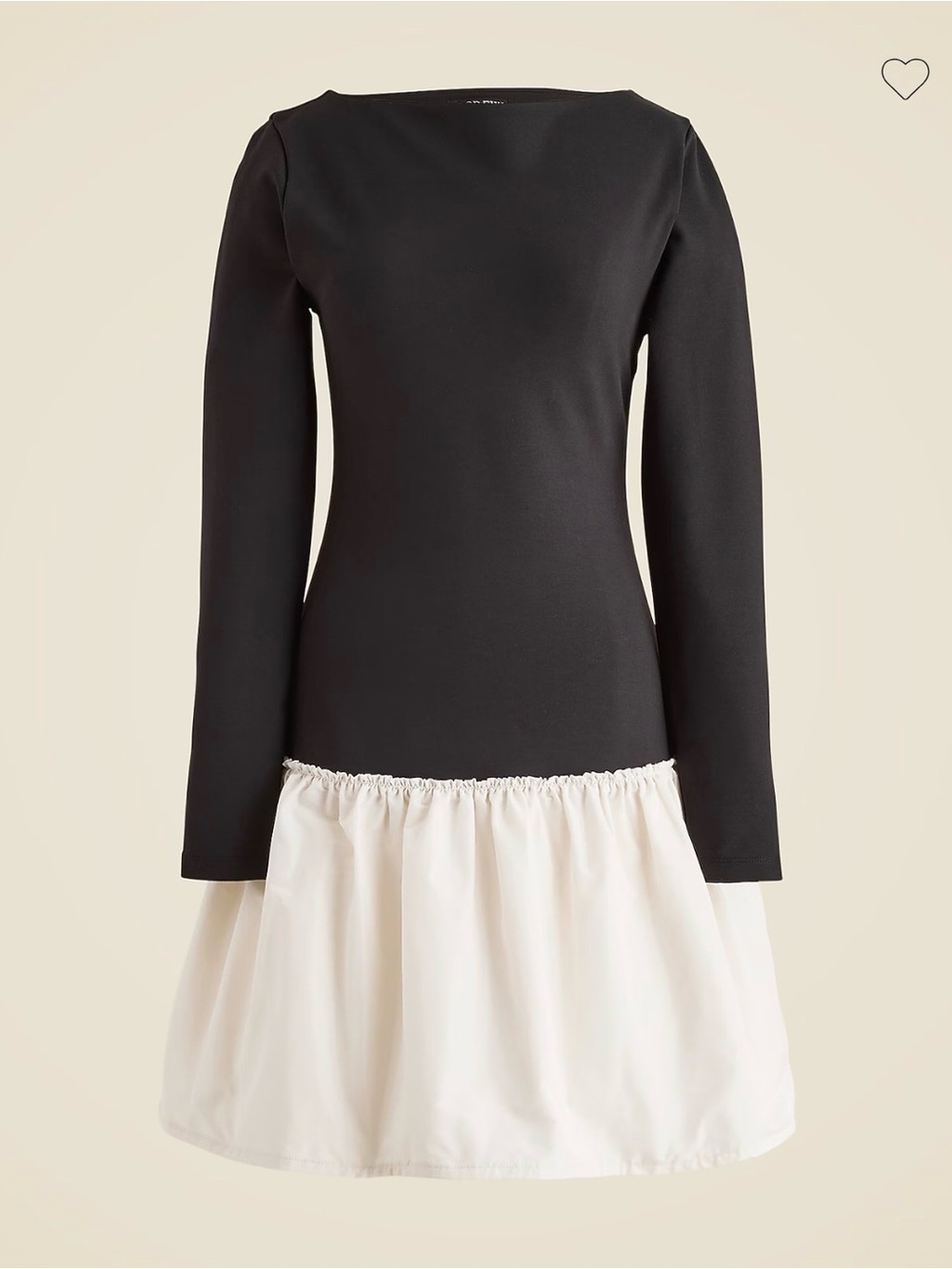 J Crew Color-block Black and White Long-Sleeve Drop-Waist Dress